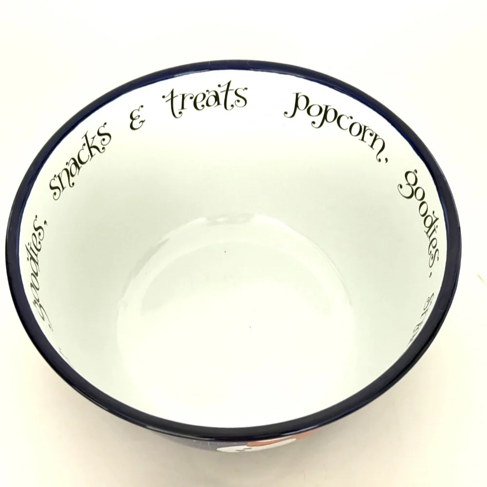 Gooseberry Patch 2000 Enamelware Christmas Winter Blue Snowman Snack Bowl